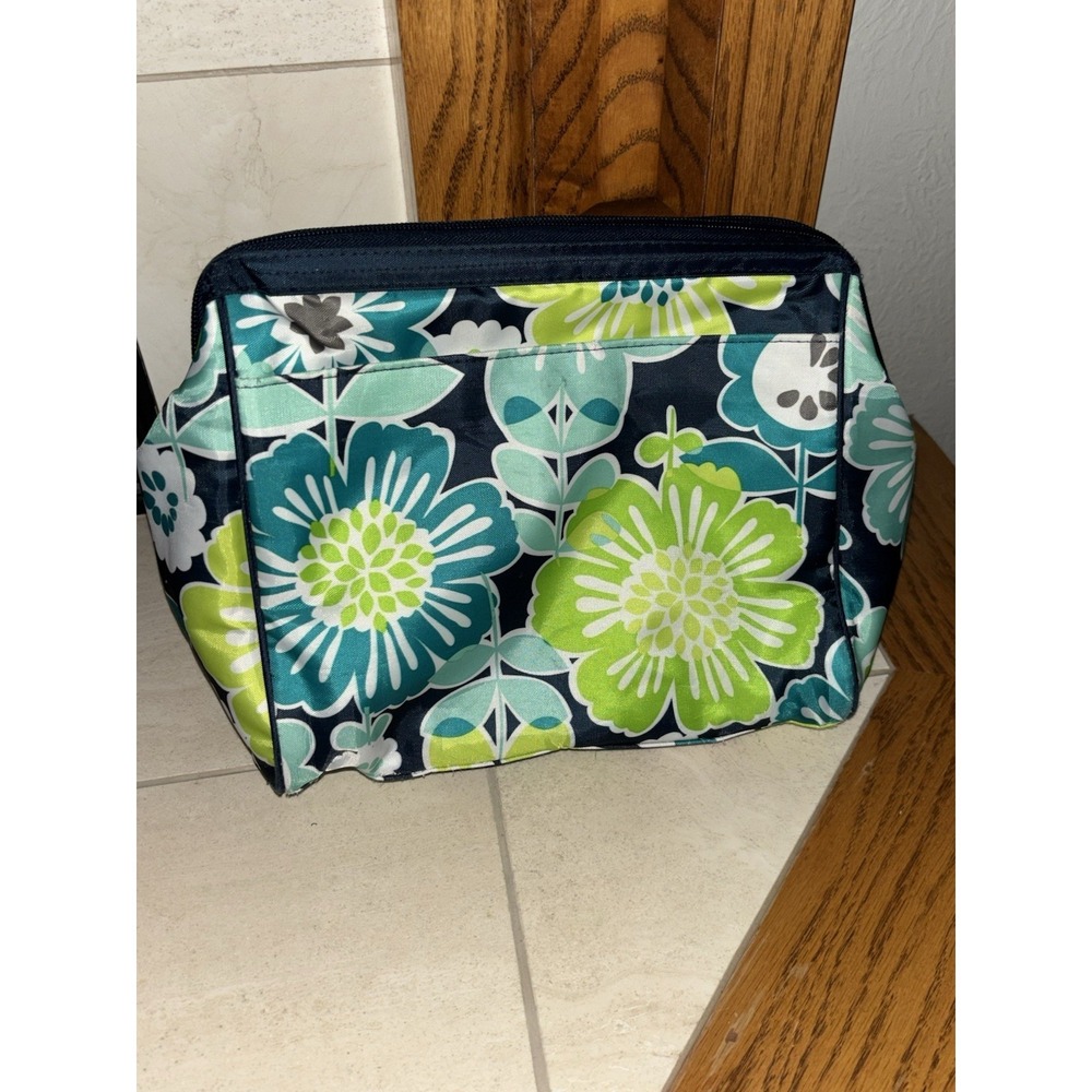 Thirty One Cosmetic Bag Makeup Plastic Lined Zipper Close  (Retired)